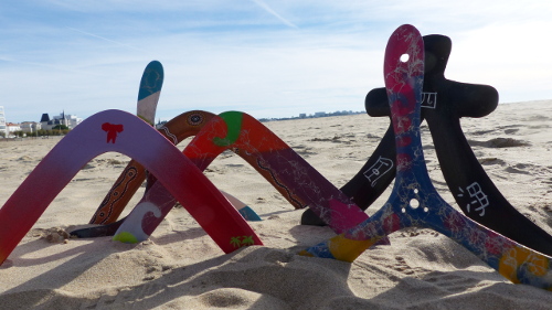 Nuestros bumerangs en la playa de Royan